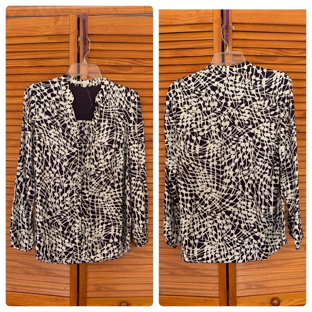 Anthropologie Printed 100% Silk Twill Blouse sz 6